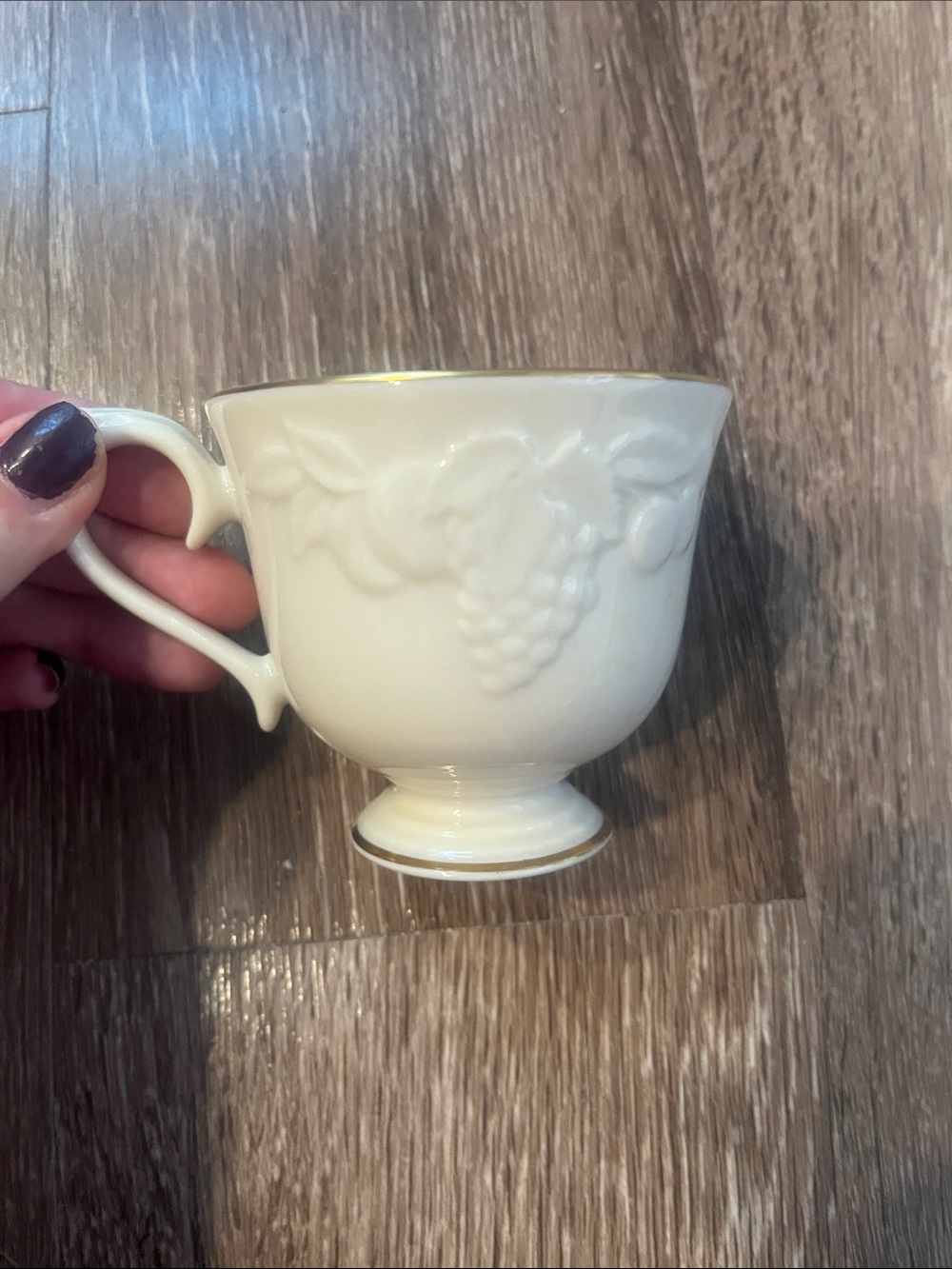 Lenox “Fruits of Life” Ivory Embossed Tea Cup with Gold Trim